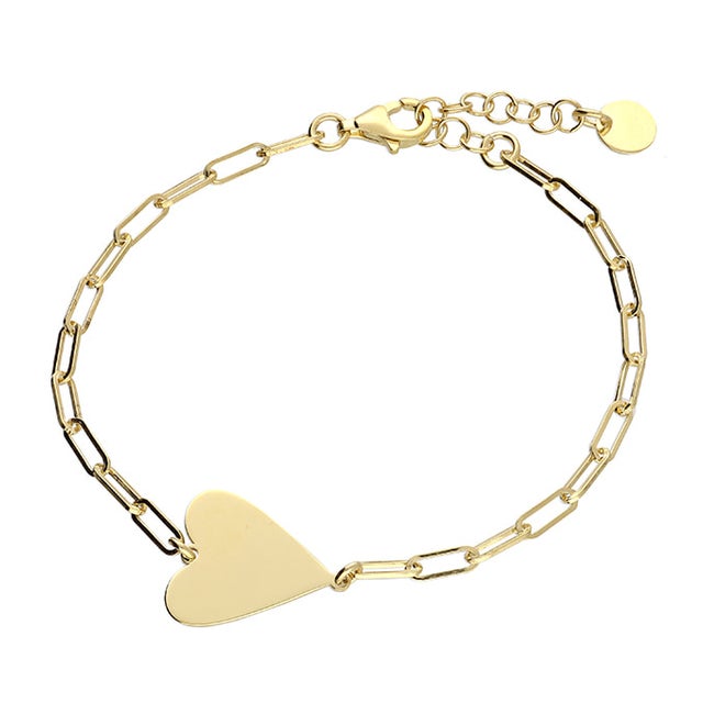 Flat Heart Chain Link Bracelet.