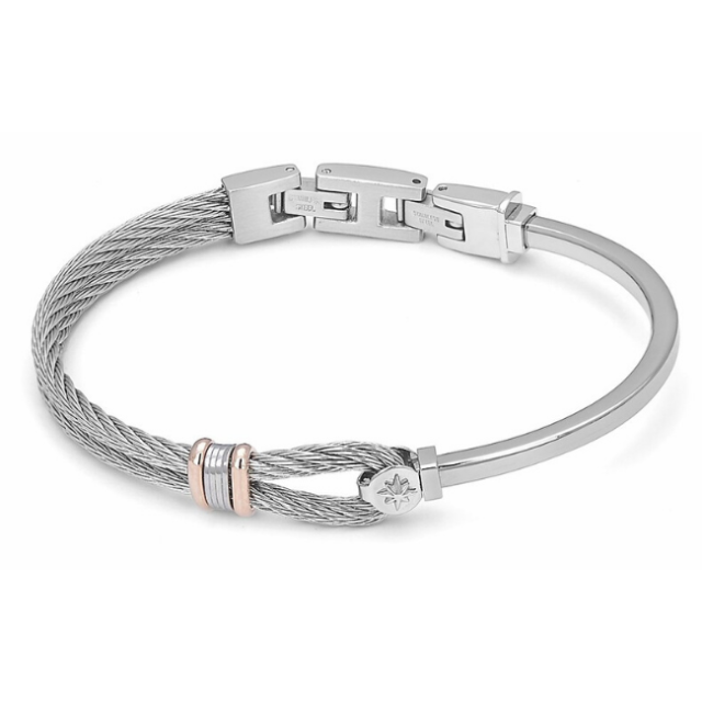Mens Silver Steel Cable Bracelet